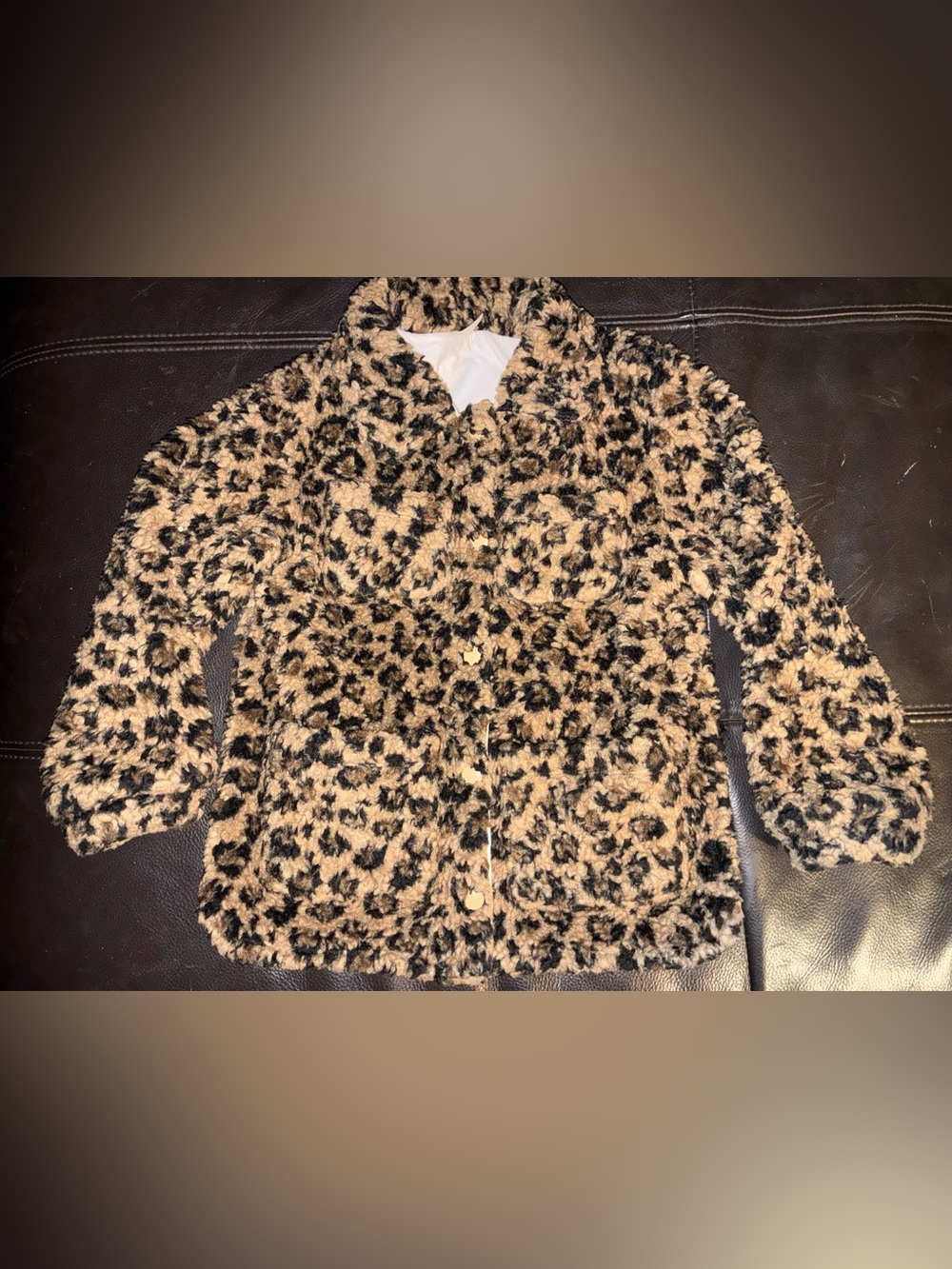 Crewcuts Leopard Faux Fur Jacket - Tan & Black